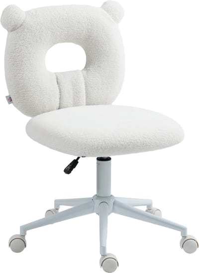 HOMCOM-Bürostuhl-Polyester, Stahl-50L x 56B x 80-90H cm-Weiß