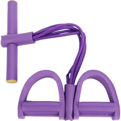 Bandes de Résistance Pédales avec Poignées Bandes Élastiques pour l'Exercice Corde de Tension Multifonction en Caoutchouc pour la Taille les Bras l'Abdomen violet