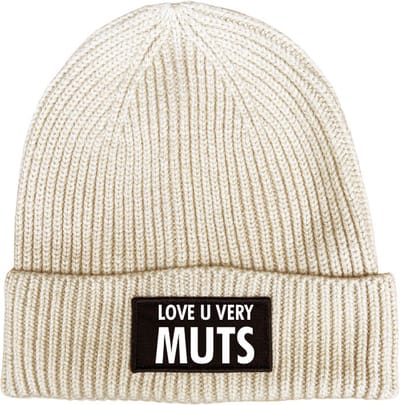 Love u very muts wintermuts rib oatmeal | wit - soBAD. | Wintersport | Après ski verkleedkleren | Unisex | Heren en Dames Beanie