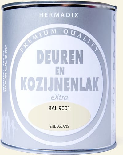 Hermadix deuren & kozijnen lak zijdeglans RAL 9001 - 750 ml.