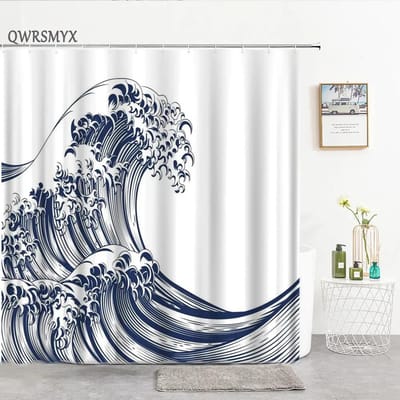 Letter Douchegordijnen Eenvoudig Noordisch Kunstontwerp Badkamergordijn Woondecoratie Doucheschermen Badkameraccessoires Polyester Stof W165H180(CM)-1 Pcs
