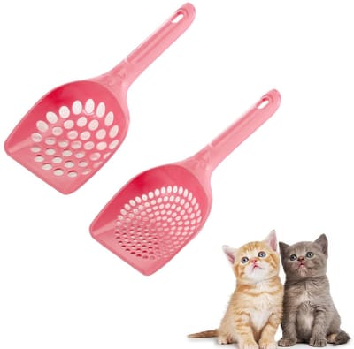 Kattenbakvulling, schep voor kattenbakvulling van kunststof, reinigingsgereedschap voor kattenzand, roze, voor het reinigen van de kattenbak