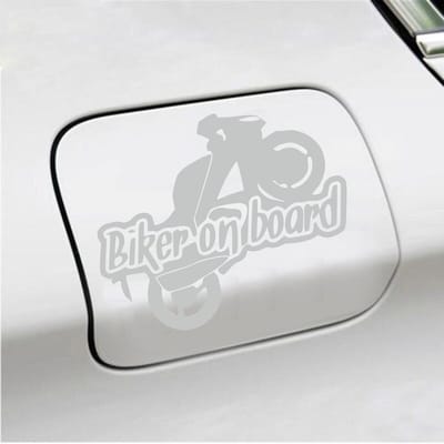 Bumpersticker - Biker On Board - 11,9 X 14,8 - Licht Grijs