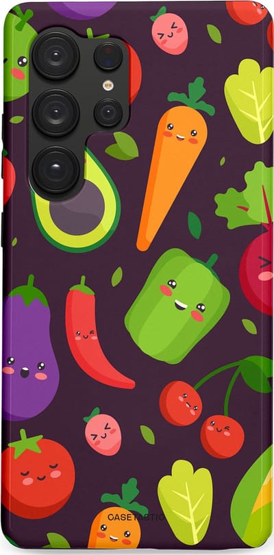 Casetastic Hoesje Geschikt voor Samsung S25 Ultra - Stijlvolle Beschermende Duo-layer Case - Vrolijke Groentevrienden