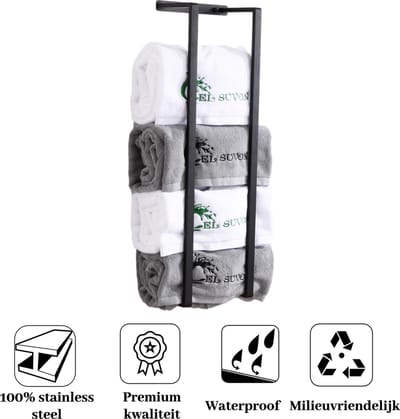 El suvon® Handdoekrek - Handdoekrek Badkamer - Handdoekrek zwart - Handdoekenrek