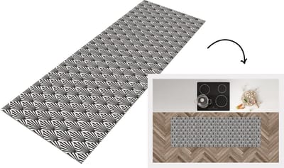 Keukenloper - Loper keuken - Patronen - Abstract - Zwart - Art Nouveau - 150x50 cm - Keukenloper vinyl