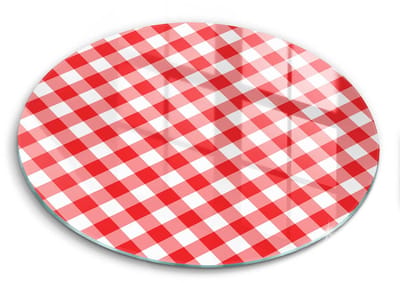 Wallfluent Glazen Snijplanken - Rood en wit geblokt Snijplanken Glas - f30 cm - Rood Snijplanken van Glas - Snijplank van Glas - Design Glazen Snijplank Keuken - Antislip Glazen Serveerplank