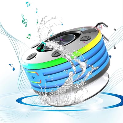 Draadloze Douche Speaker - Waterdichte Speaker - Muziek Luisteren - RGB Licht Effecten - 9x5x9 cm - Blauw