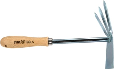 Synx Tools Handschoffel met Drie tanden - Handgereedschap - Handhark - Verzinkt Staal - Hand harkje - Mini tuingereedschap - Onkruidverwijderaar - Handgereedschap - Moestuin benodigheden
