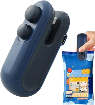 Mini Bag Sealer - Zaksluiter - Zak Afdichten - 2-in-1 Zak Sealer - met Snijmes - Luchtdicht Zakjes Afdichten & Afsluiten - Voor Voedsel & Snacks - Vacumeermachine