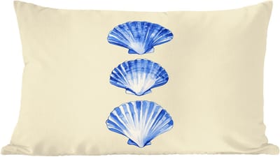 Sierkussens - Kussentjes Woonkamer - 60x40 cm - Schelpen - Blauw - Beige