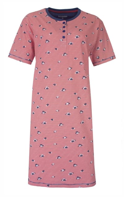 Irresistible Dames Nachthemd - Geprint dessin - Knoopjes - Blauw - Maat S