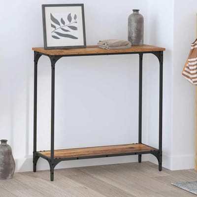 Smalle bijzettafel - Gangtafel entree - Woonkamer decoratie - Verstelbare poten - 75 x 305 x 75 cm - Oud hout