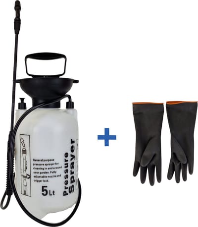 TETRA Tools Drukspuit 5 Liter Zuurbestendig - Druksproeier voor Onkruidverdelger en Tuinsproeier - Incl. Chemie Handschoenen