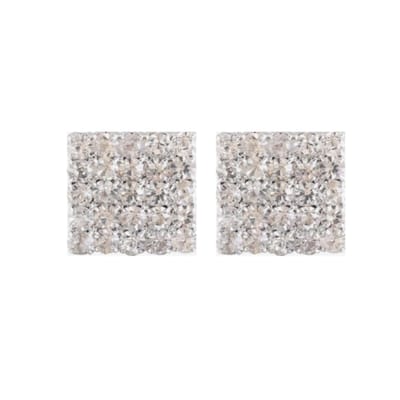 Magneet oorbellen - Strass- vierkant- zilverkleur- 1.5 cm- geen gaatje- Charme Bijoux