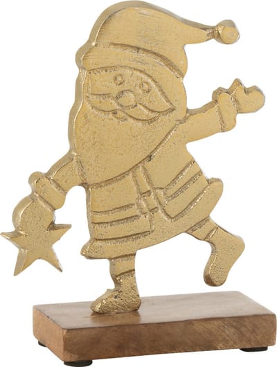 J-Line figuur Kerstman - aluminium/hout - goud - small