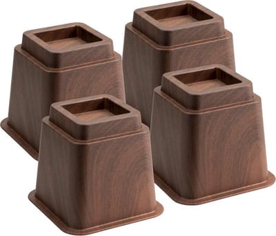 Bedverhogers hout print - bedklossen - meubelverhogers - stoelverhogers 13 cm hoog. Per set van 4. Max. 600 kg