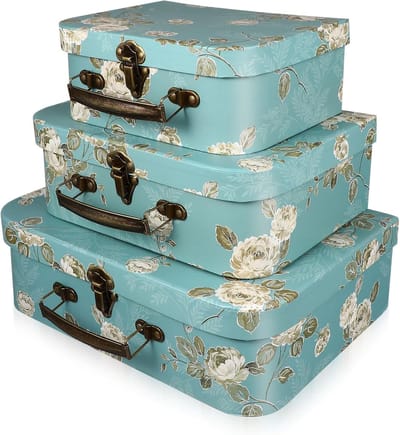 Decoratieve Opbergdozen - Kartonnen Kisten - Sieraden Opslag - Bloemenprint Metalen Handgrepen - Set Van Drie - Gekleurd