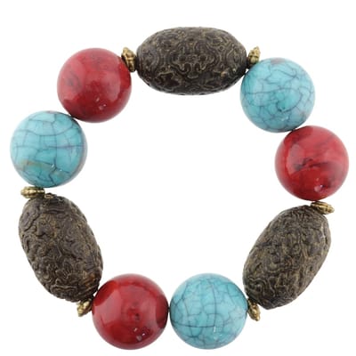 Behave - kralenarmband blauw rood bruin - bohostijl polsaccessoire