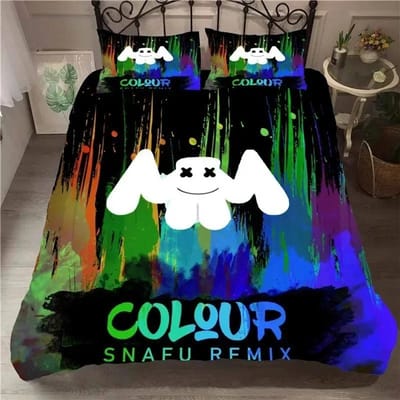 DJ Liefhebbers Marshmello Hip Pop Muziek EDM Mozaïek DJ Beddengoed Set Jongens Meisjes Eenpersoons Tweepersoons Kingsize Dekbedovertrek Kussensloop Bed Kinderen Volwassene EU Double 200x200cm