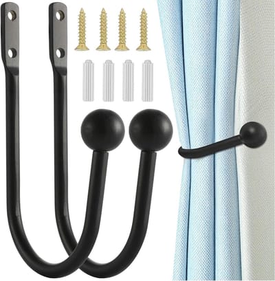 Decoratieve metalen gordijnhouders - 2 stuks U-vormige wandbeugels voor het vastzetten van gordijnen in slaapkamer, woonkamer en badkamer