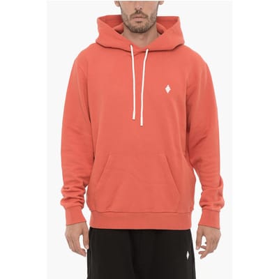 Geborstelde katoenen hoodie in oranje