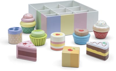 Woet® Houten Speelgoed Gebakjes Set - 9 Stuks Taartjes en Cupcakes - Speelgoedeten voor Kinderen - Rollenspel Keukenspeelgoed - Vanaf 2 Jaar