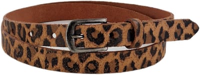 Leren Dames Riem Panterprint | 2cm breed | Riemmaat: 85 (totale lengte: 100cm) | 100% echt leer | Kleur: panterzand | Nikkelvrije gesp