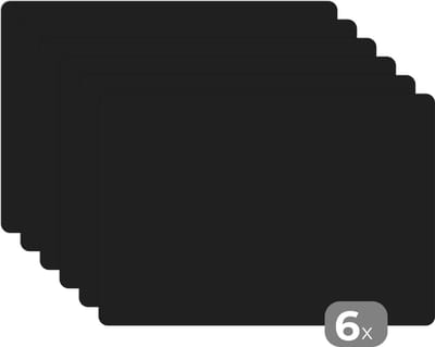 Placemat - Placemats kunststof - Barok - Zwart - Patroon - 45x30 cm - 6 stuks - Hittebestendig - Anti-Slip - Onderlegger - Afneembaar