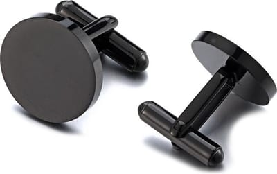 Ronde Manchetknopen Heren Zwart - Gepolijst - Cufflinks - Papa Cadeau Voor Mannen - Vaderdag