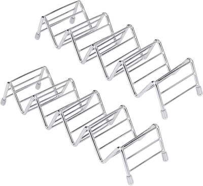 Taco Houder - 2 Stuks - Taco en tortilla houder voor 4 stuks - voor Zachte & Harde Schelpen - Taco Stand Rack Wave Vorm Roestvrij Staal - voor Holding Hot Dog Sandwich Brood Burrito's