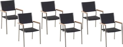 GROSSETO - Tuinstoel set van 6 - Zwart - PE rotan