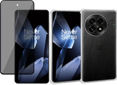 Geschikt voor OnePlus 13 - Hoesje + Privacy Screenprotector – Privé - Gehard Glas Cover