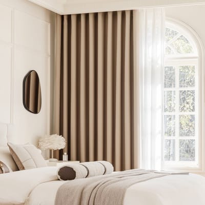 Maroyathome ELSA - Gordijn - Verduisterend - met plooiband - kant-en-klaar - 150x260 cm - 150 cm breedte en 260 cm lengte - Licht Taupe Naturel - 1 stuk