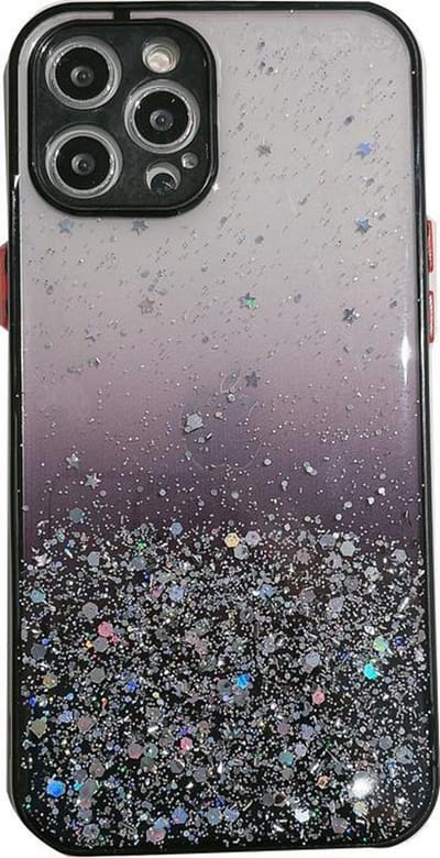 Hoesje geschikt voor iPhone 8 - Backcover - Camerabescherming - Glitter - TPU - Zwart