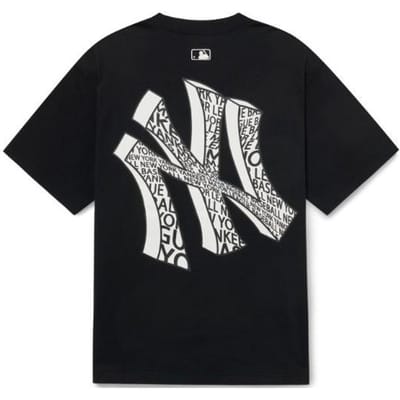 T-shirt à manches courtes et col rond brodé du logo des New York Yankees de la MLB - Hauts unisexes - Noir 3ATSU2033-50BKS L gray