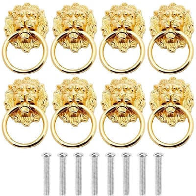 Dailygoods - Antieke Leeuwen Hoofd Lade Handgreep - 8 Stuks Metalen Deurknop in Goud