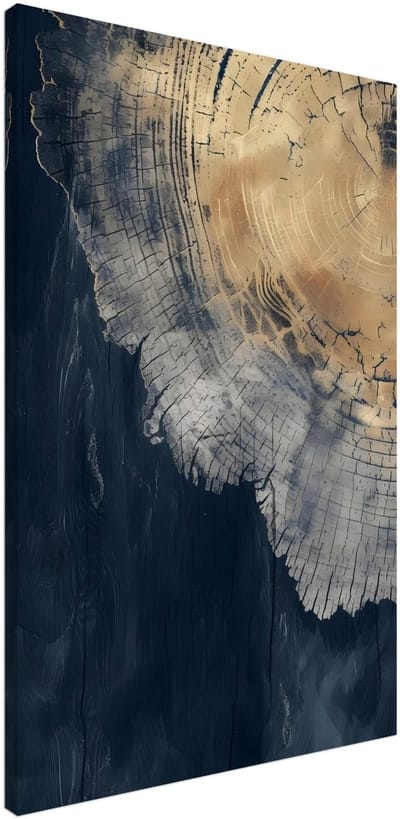 Canvas Schilderij - Abstract wood rings 60x90 cm - Abstract Wanddecoratie Woonkamer & Slaapkamer