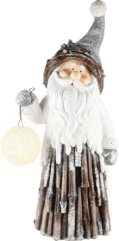 Kerstman santa grijs met bollamp led 29x18x64cm | A215005 | Dekoratief