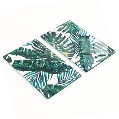 Duurzame en stijlvolle glazen keukenplanken met palmbladpatroon 2x30x52 cm
