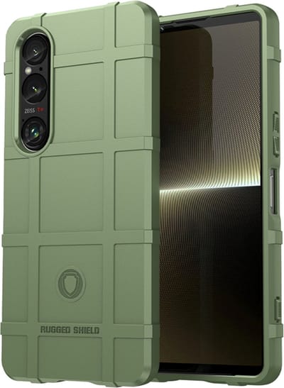 MobyDefend Hoesje - Geschikt voor Sony Xperia 1 VI - Rugged Shield TPU Backcover - Groen