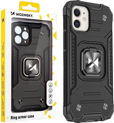 Wozinsky Ring Armor Serie - Audiotelefoonhoesje - iPhone 14 Plus - Magnetische Ring - Zwart