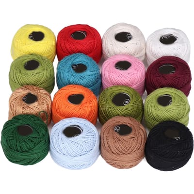 Fil à Crochet robuste et Durable, 16 pièces, couleur riche et brillante, haute brillance, large Application, coton au Crochet