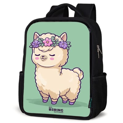NoBoringSuitcases.com® - Rugzak zwart - Schooltas jongen & meisje - Alpaca - Rugtas voor school - Boekentas kind - Schoolrugzak - Kinderrugzak