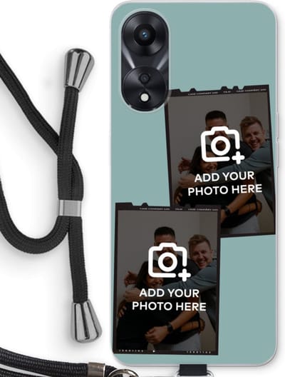 Gepersonaliseerd - Case Company® - Hoesje met koord geschikt voor Oppo A78 5G hoesje met Koord - Polaroid Zwart - Telefoonhoesje met Zwart Koord - Bescherming aan alle Kanten en Over de Schermrand