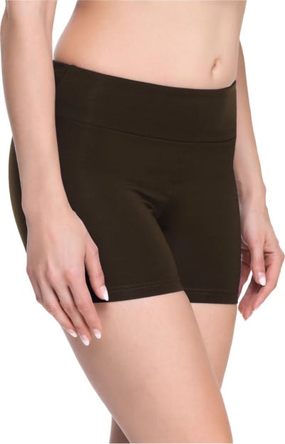Merry Style Dames Korte Leggings - Sport - Vrijetijdsbroek - Shorts - Sporbroek - Yogabroek - Brede Taille - MS-MS10-284-LE - Bruin - XXL