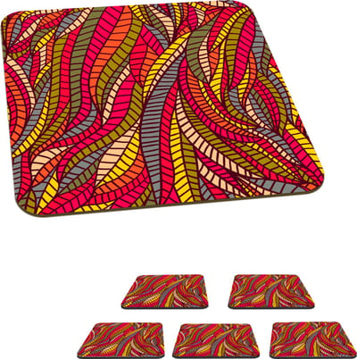 Onderzetters voor glazen - Bladeren - Natuur - Patronen - 10x10 cm - Glasonderzetters - 6 stuks