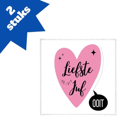 Akyol - liefste juf ooit brillendoekjes - Juf - beste juf - school - verjaardagscadeau - afscheidscadeau - kado - gift - 17,8 bij 17,8 cm - 2 stuks