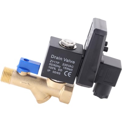 G12 DN15 Automatische Elektronische Getimede Aftapkraan voor Condensaat Luchtcompressor (AC230V) wit