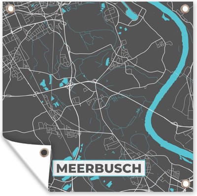 Tuin poster Meerbusch – Stadskaart – Blauw – Plattegrond – Stadskaart – Kaart - Duitsland - 200x200 cm - Tuindoek